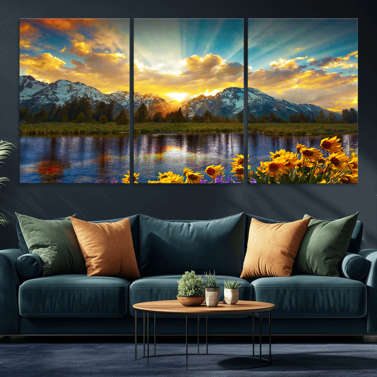 Grand Teton Park Sunrise Wall Art – Vibrant Landscape Canvas