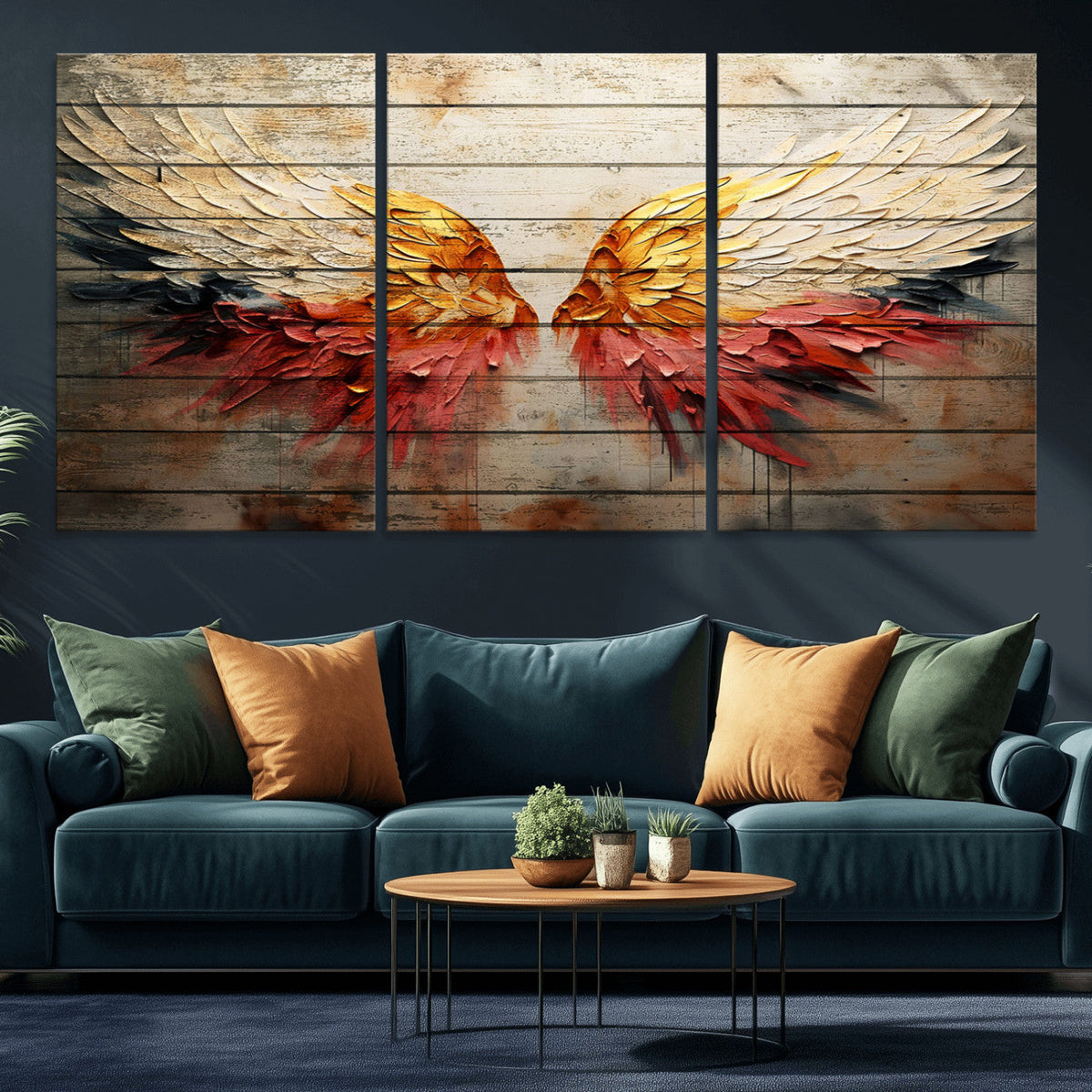 Abstract Angel Wings Canvas Wall Art – Framed and Ready to