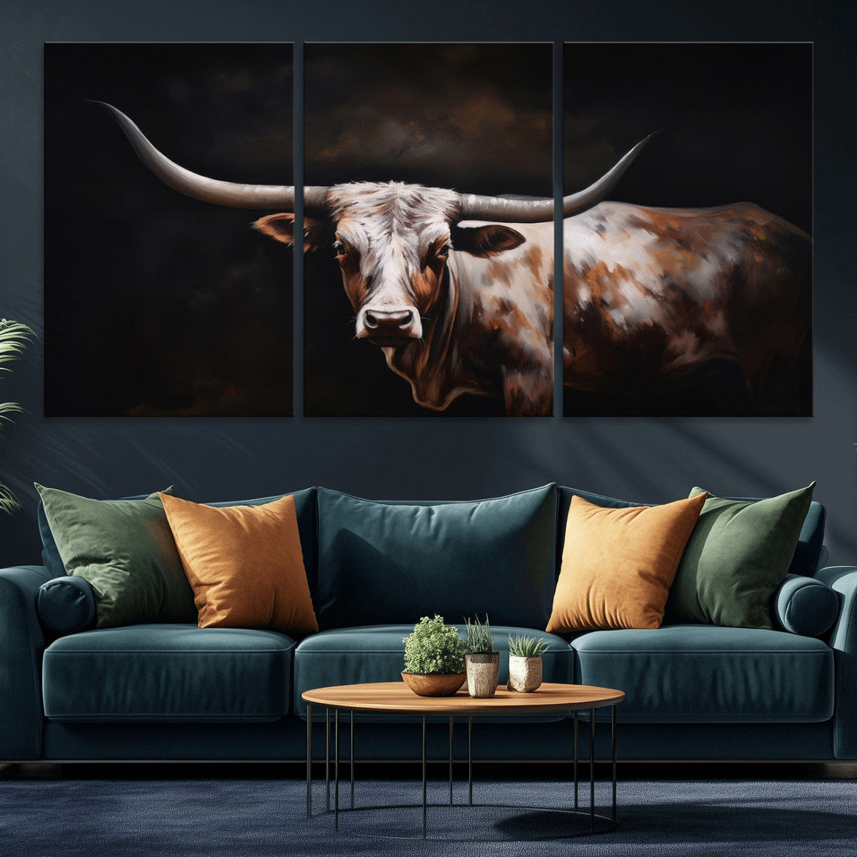 Texas Longhorn Wall Art Canvas Print | Western Ranch Decor |