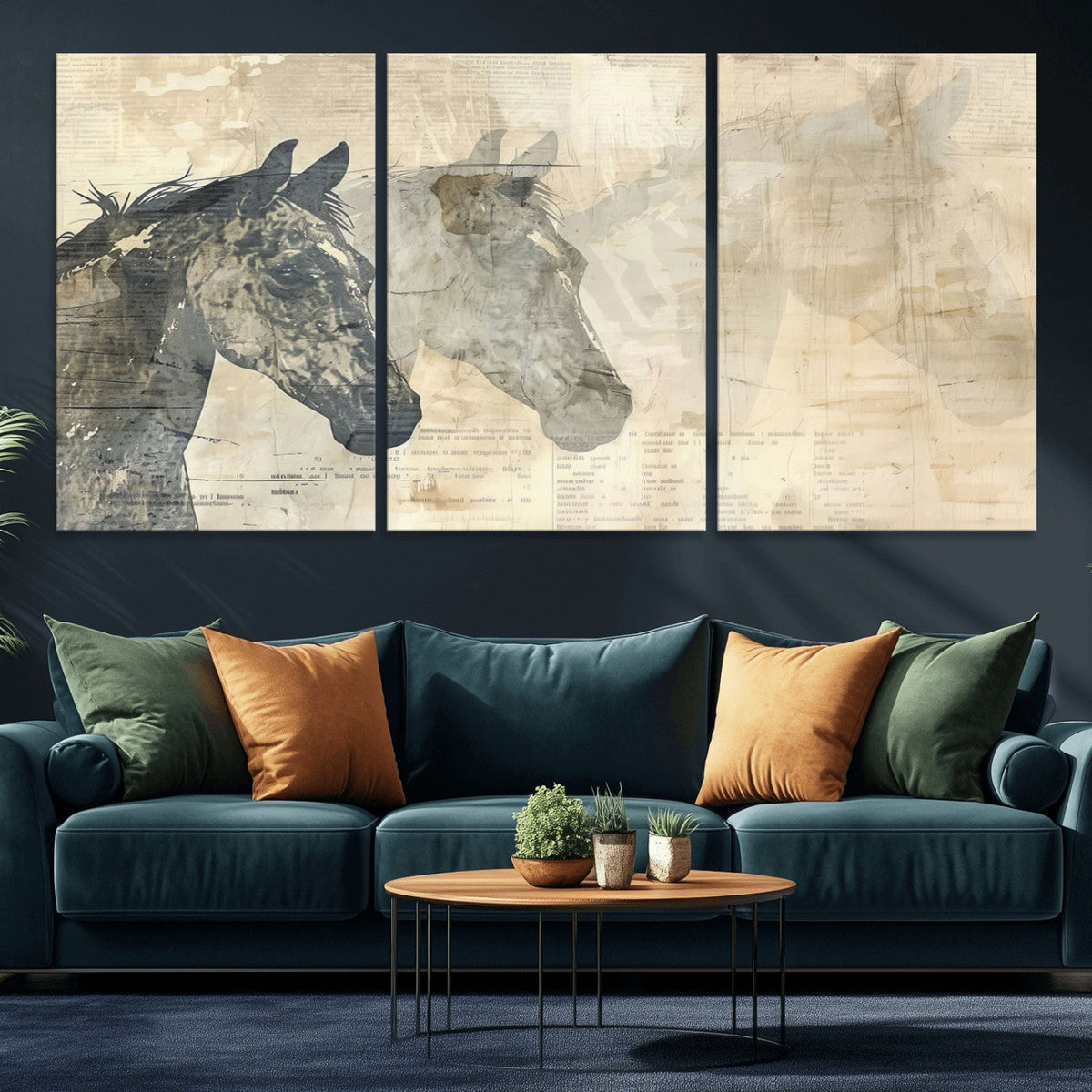 Abstract Horse Canvas Print | Modern Farmhouse Wall Art |