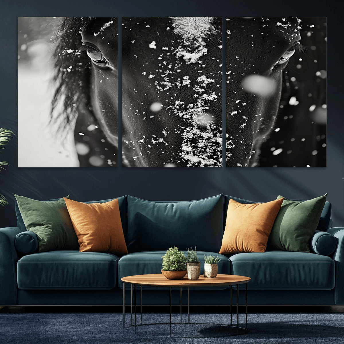 Winter Horse Snow Wall Art Canvas Print