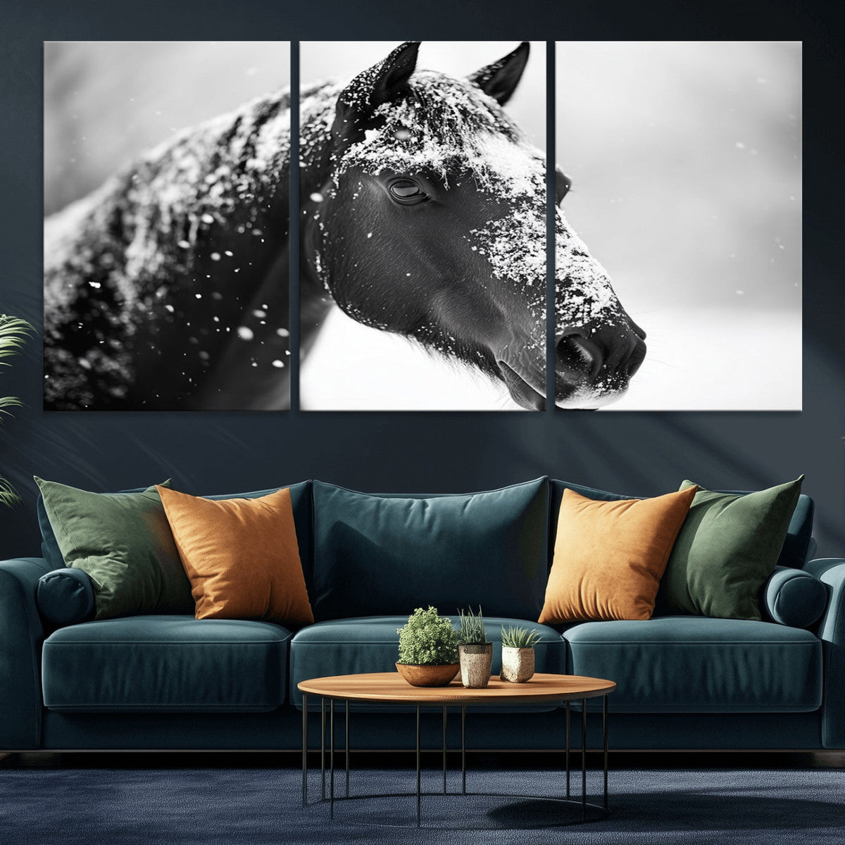 Horse Canvas Print - Winter Horse Snow Wall Art Canvas Print