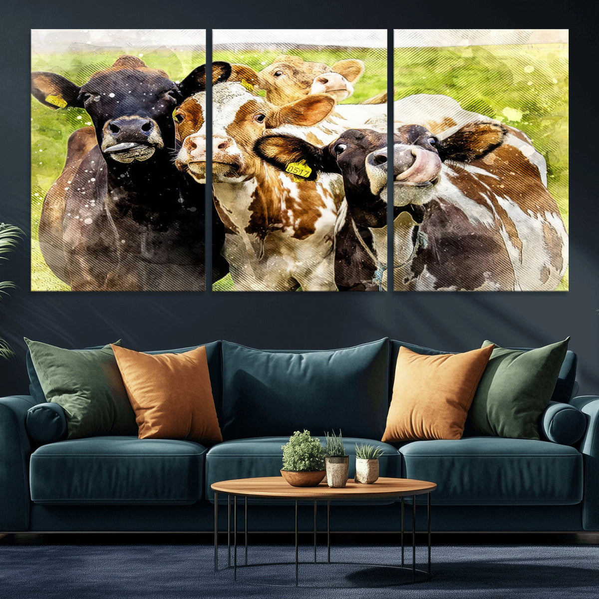 Curious Cows Farmhouse Wall Art | Ready to Hang and Framed