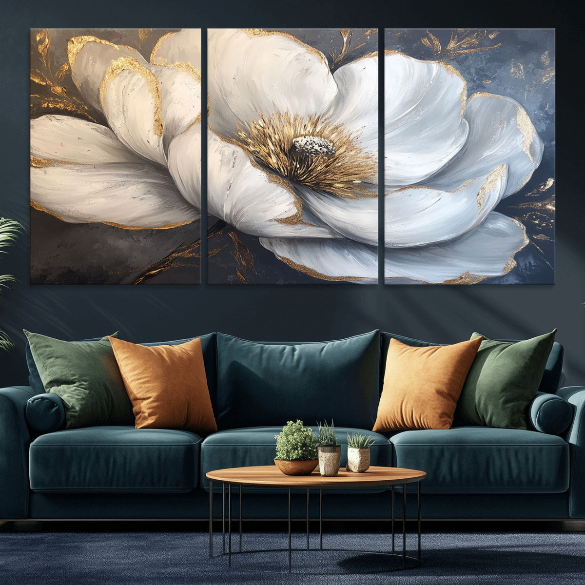 White Magnolia Flower Wall Art Canvas Print | Abstract