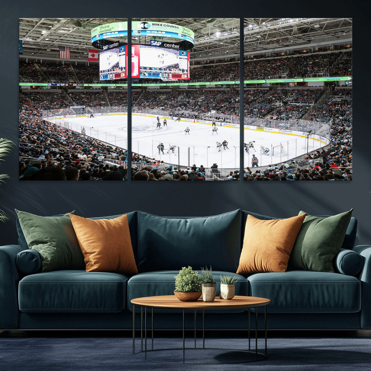 Sharks Arena Blackhawks Sharks Ice Hockey Stadium Wall Art