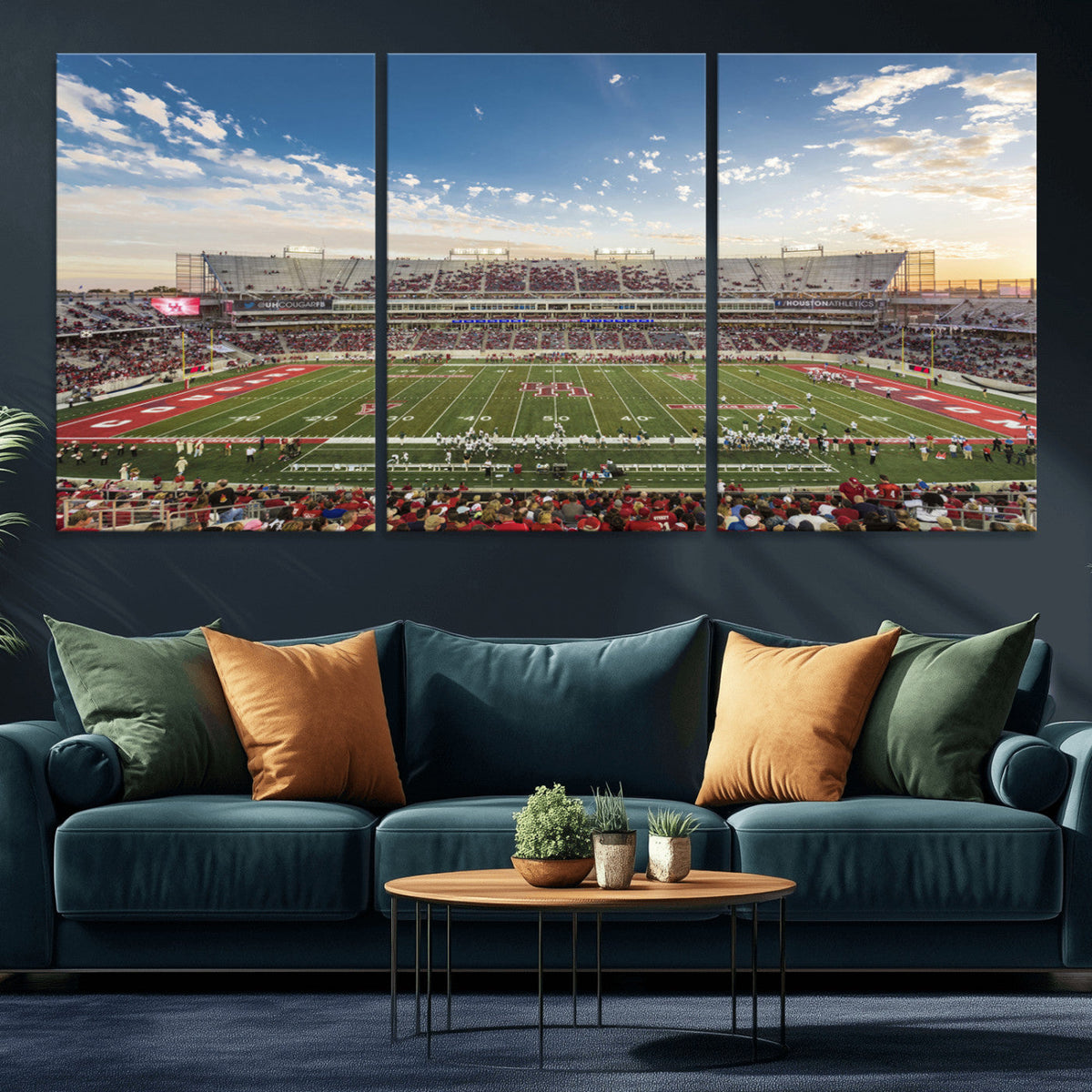 Framed Houston Cougars Football Team Print - Houston TDECU