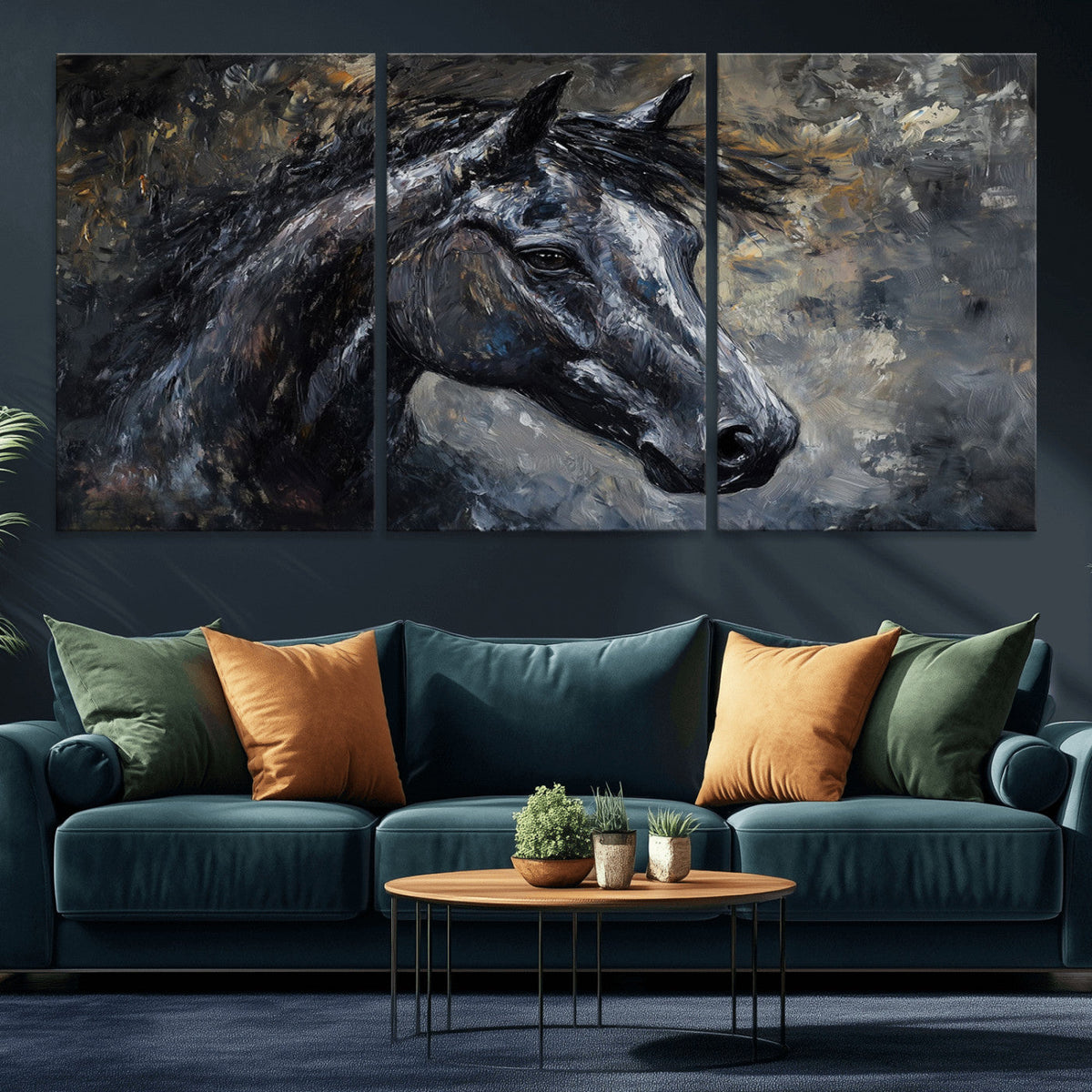 Large Abstract Horse Wall Art Canvas Print | Farmhouse Wall