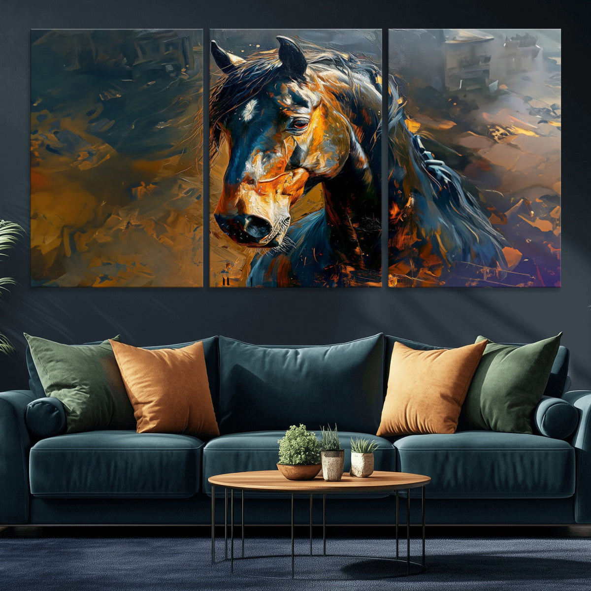 Abstract Horse Wall Art Canvas Print | Farmhouse Wall Decor