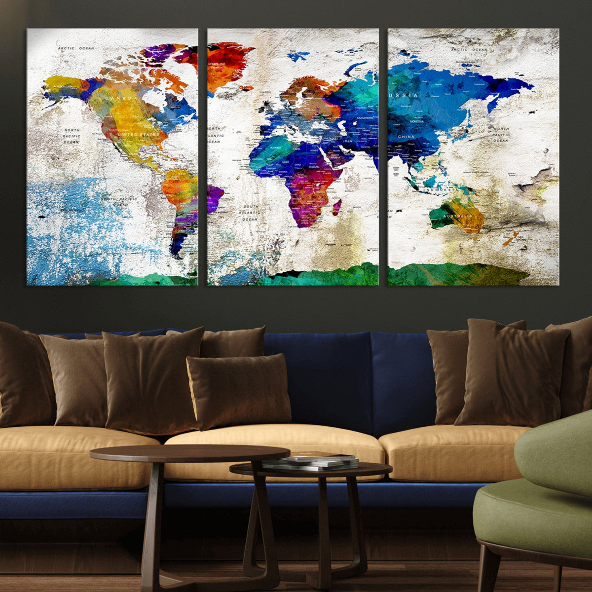 World Map Canvas Print – Framed Travel Map Wall Art for
