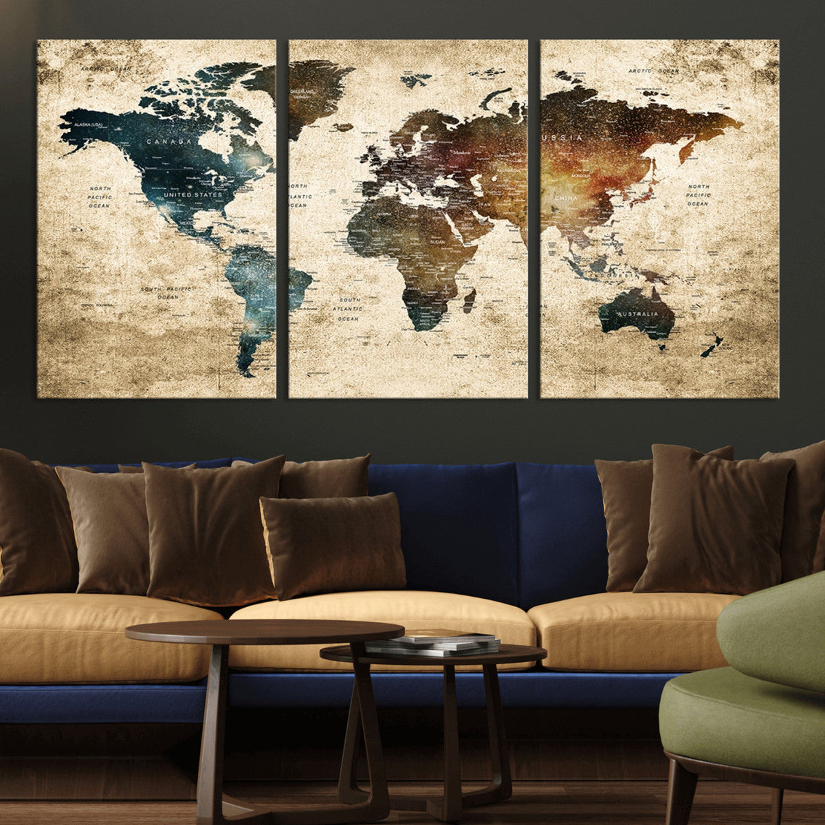 World Map Canvas Print – Detailed Map of the World Wall Art