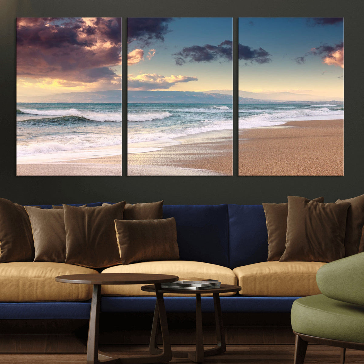 Cloudy Weather Beach Sunset Canvas Print | Sunrise Wall Art