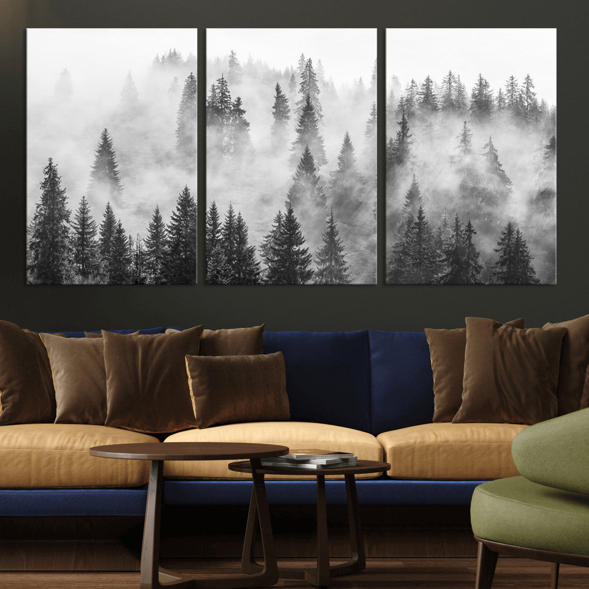 Forest Wall Art Print | Foggy Pine Forest Canvas Wall Art -