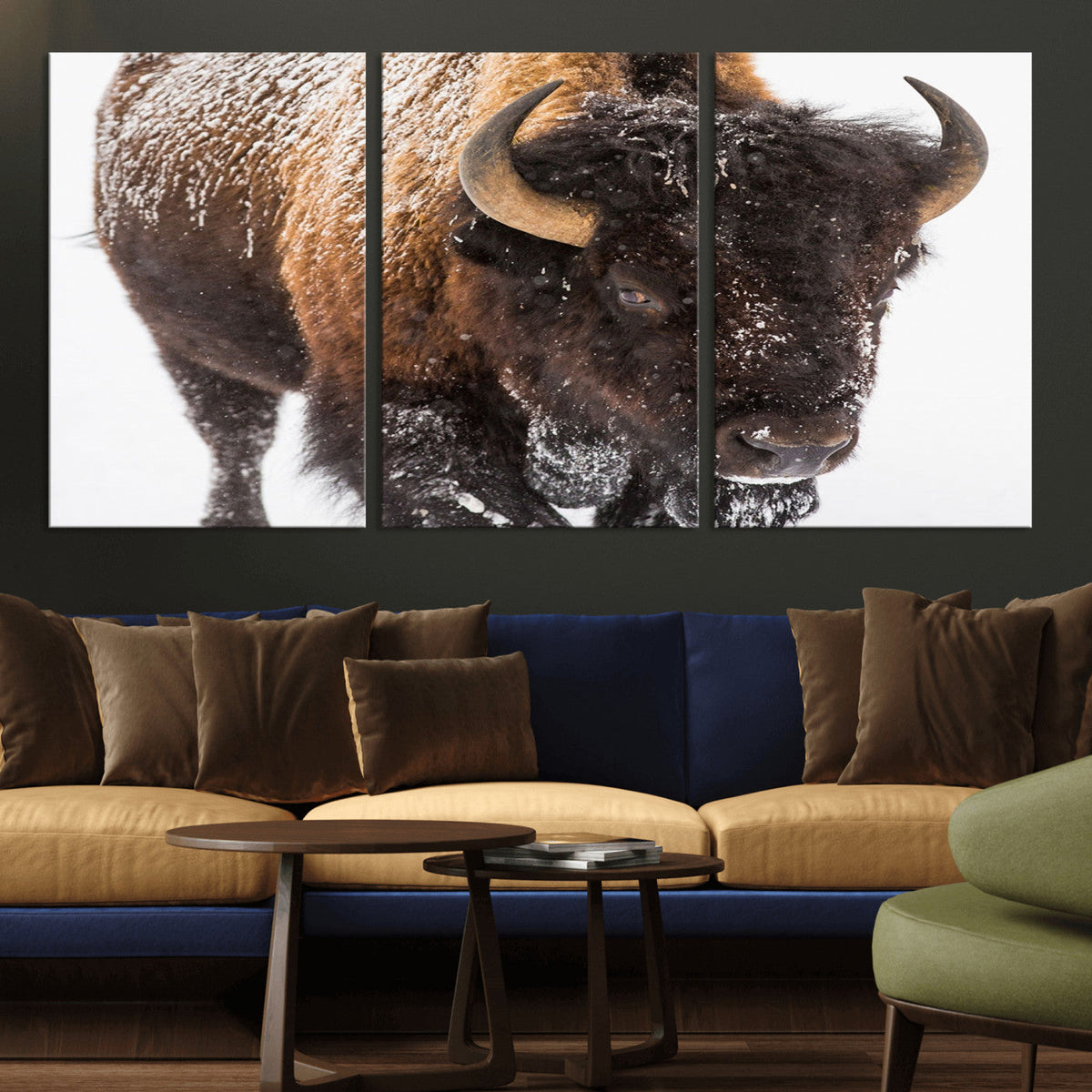 Bison Wall Art Canvas Print For Farmhouse, Wild Animal Wall