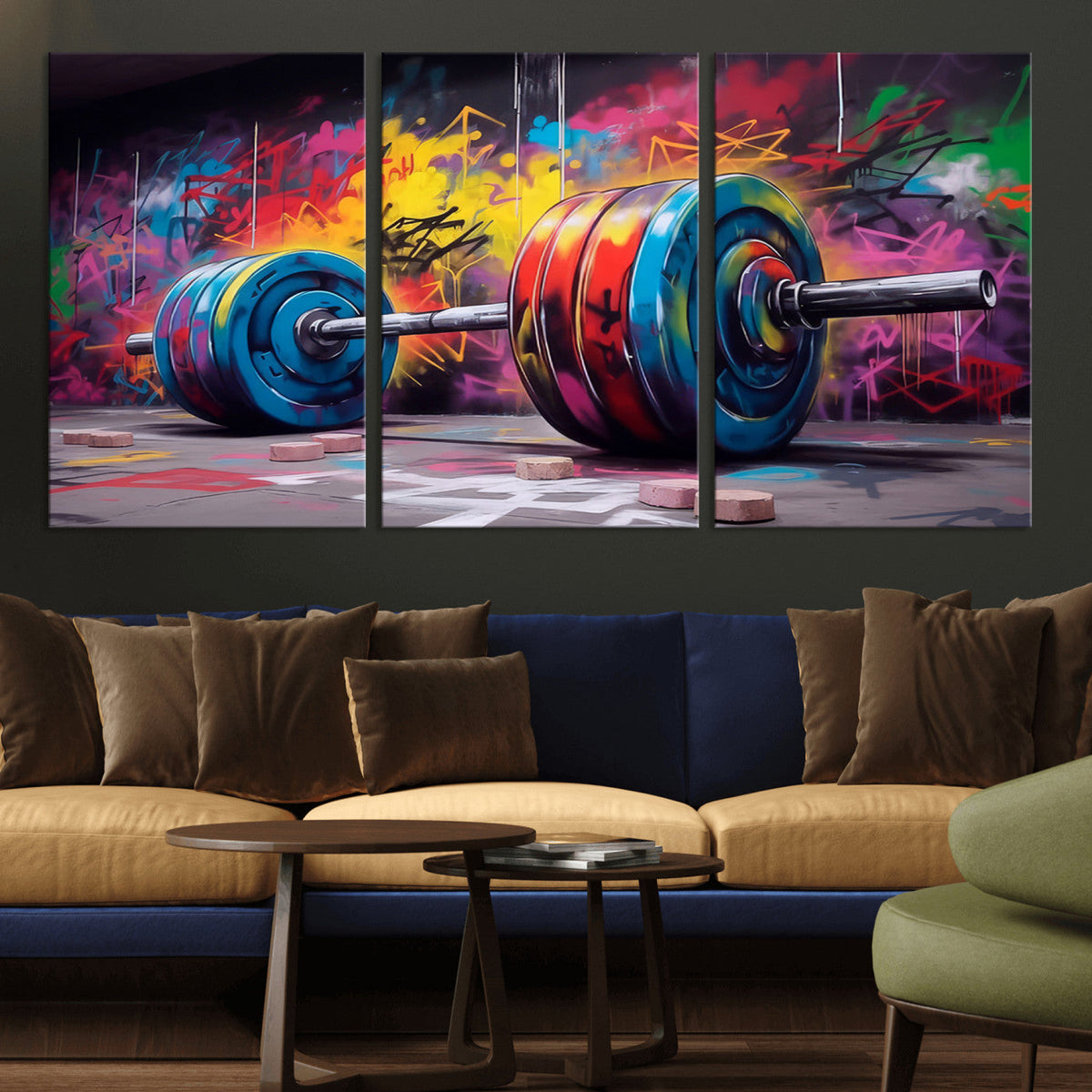 Abstract Graffiti Barbell Canvas Wall Art – Urban Fitness