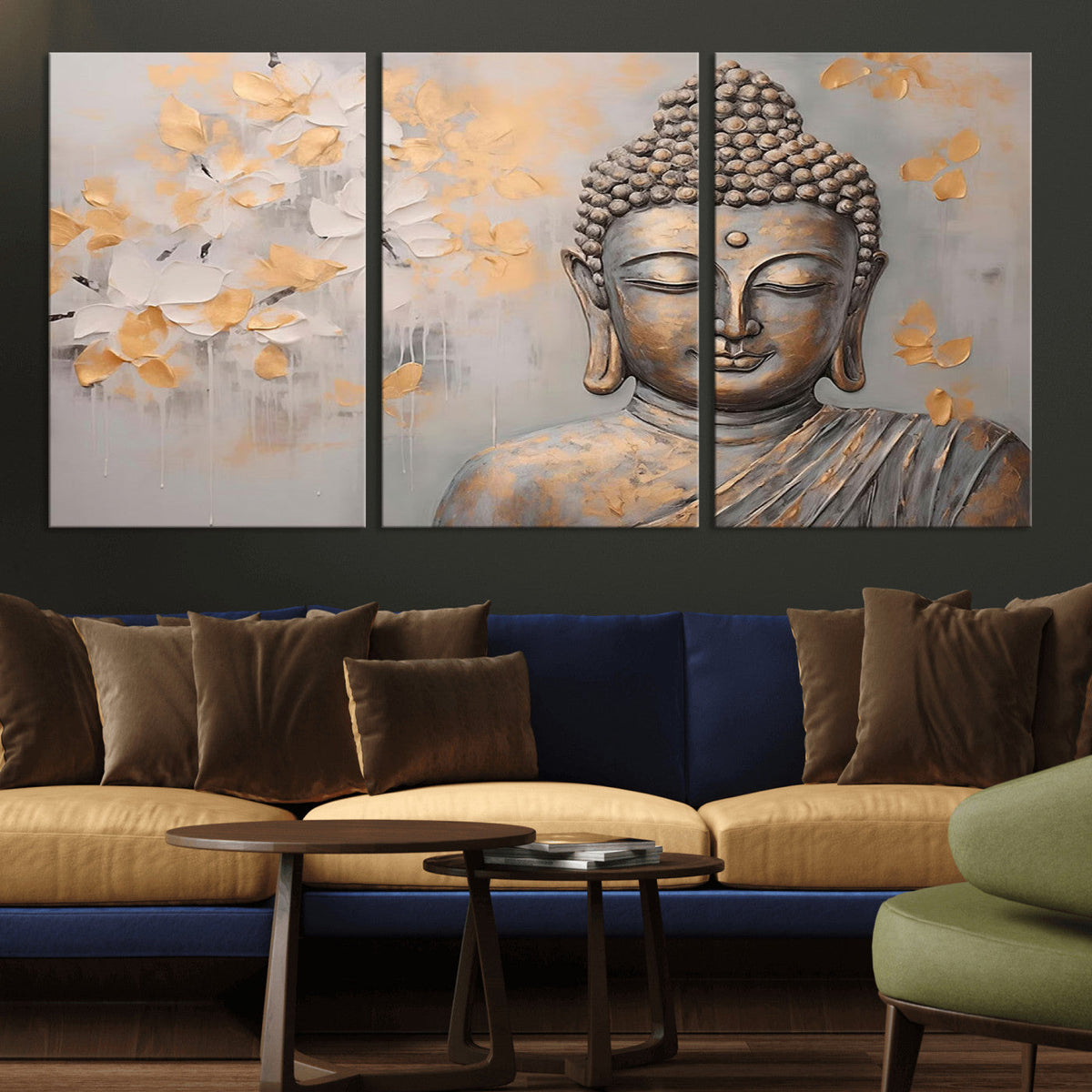 Abstract Buddha Statue Wall Art Canvas Print - Modern
