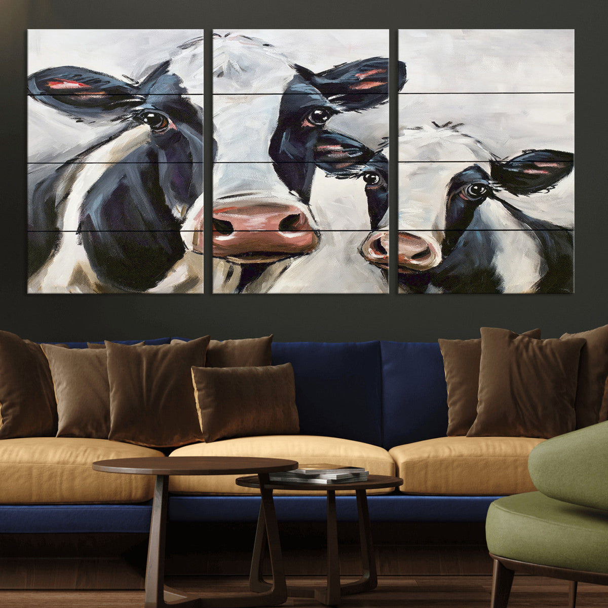 Vintage Baby and Mom Cattle Wall Art Canvas Print