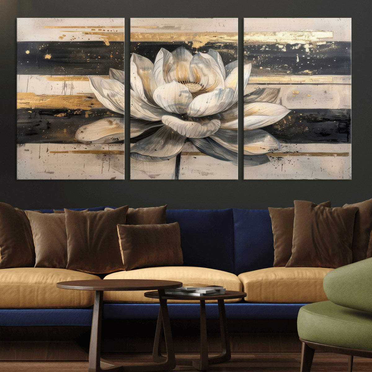 Lotus Flower Wall Art – Framed Abstract Floral Canvas