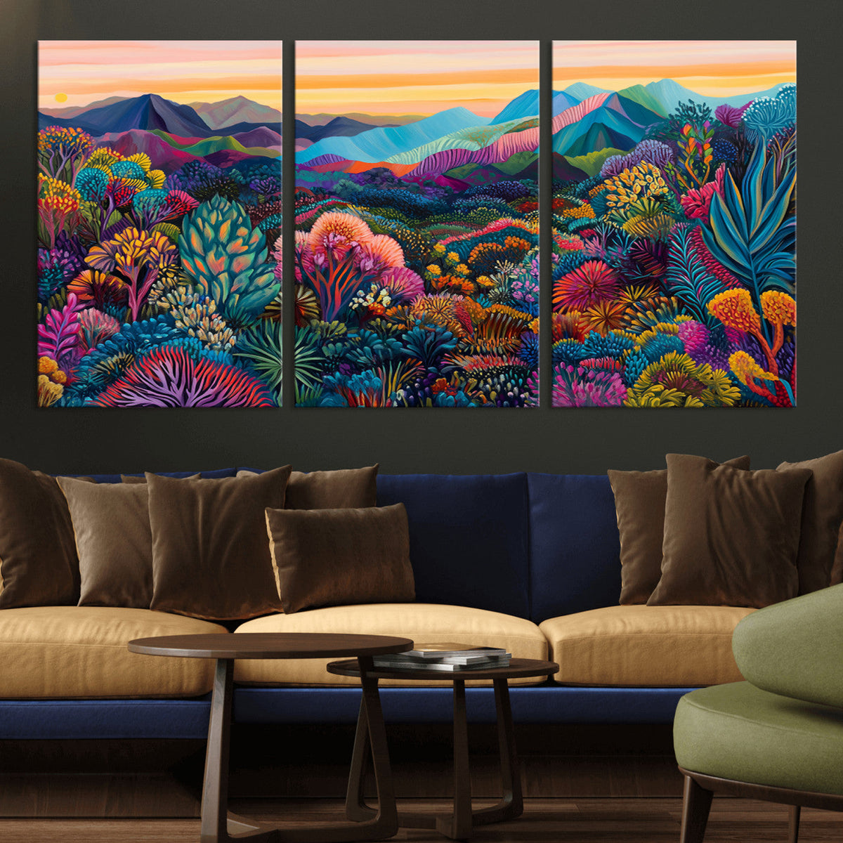 Colorful Abstract Landscape Wall Art Print Canvas - Vibrant