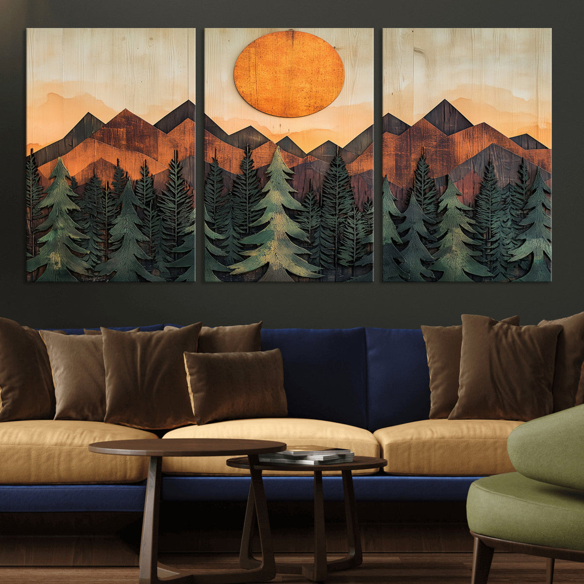 Sunset Mountain Landscape Canvas Wall Art Print - Nature