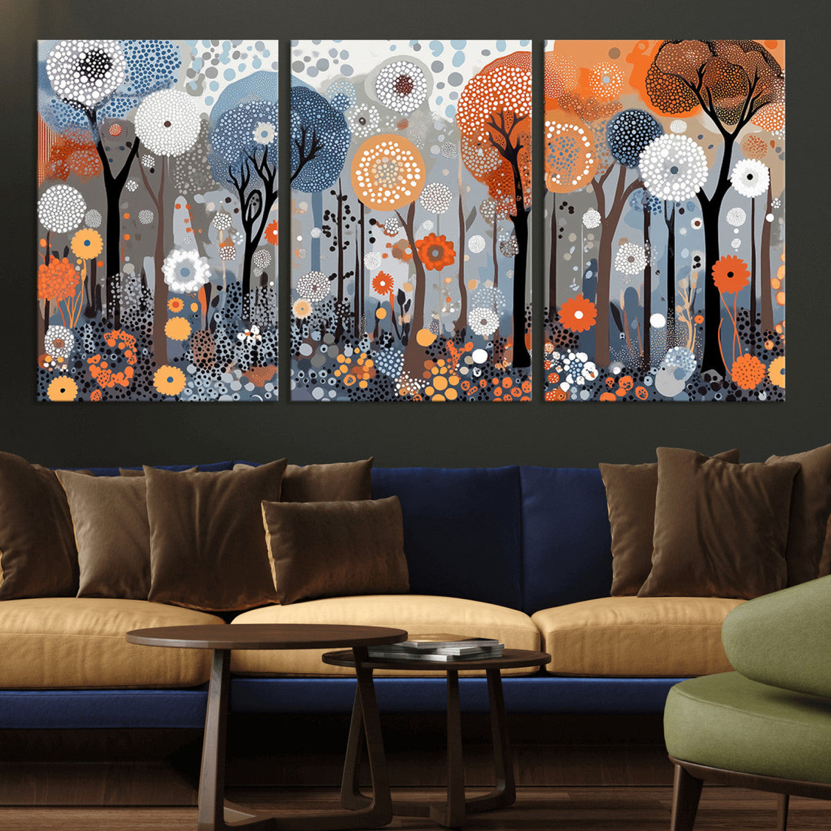Abstract Winter Landscape Canvas Wall Art Print - Large