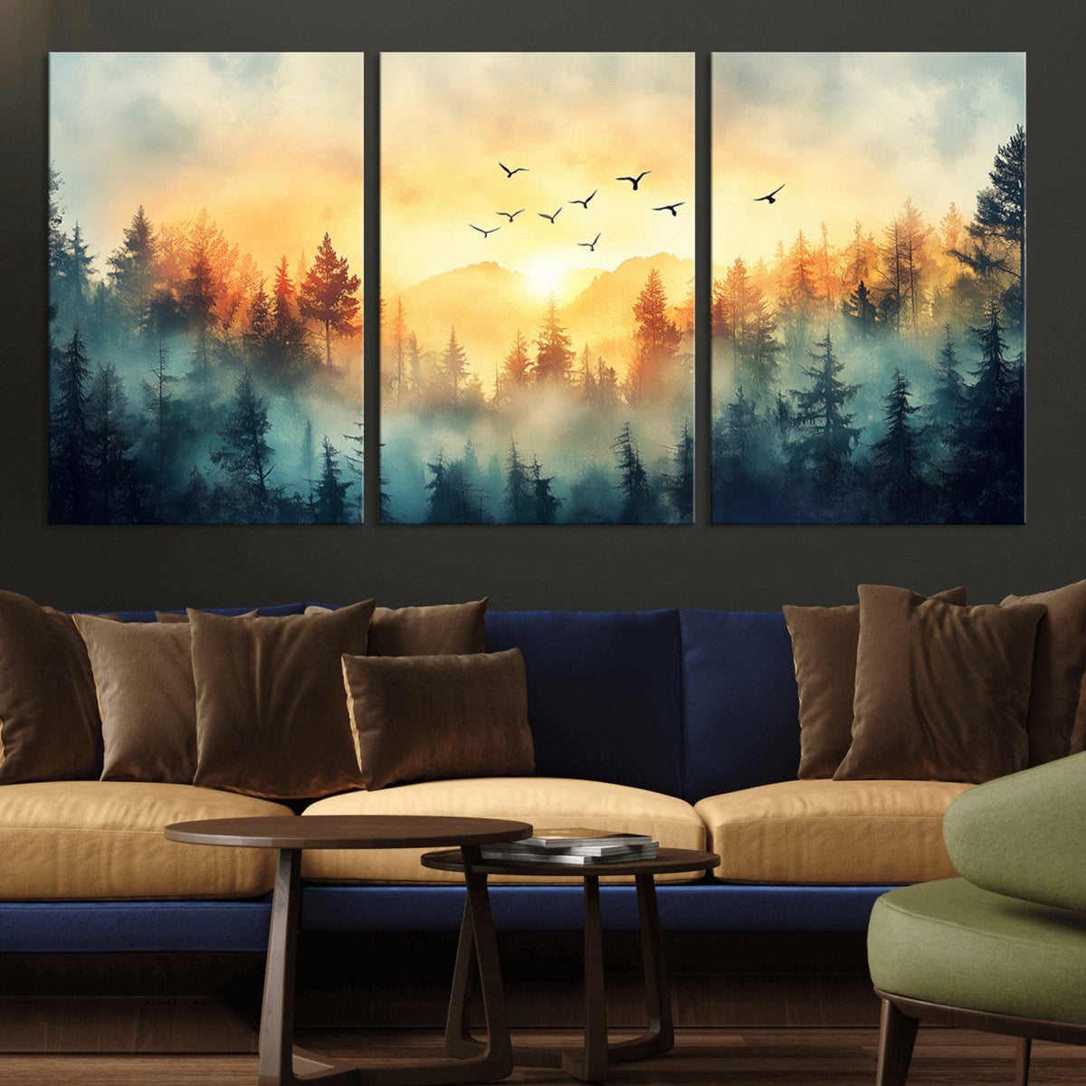 Abstract Forest Wall Art Print- Serene Nature Canvas Print