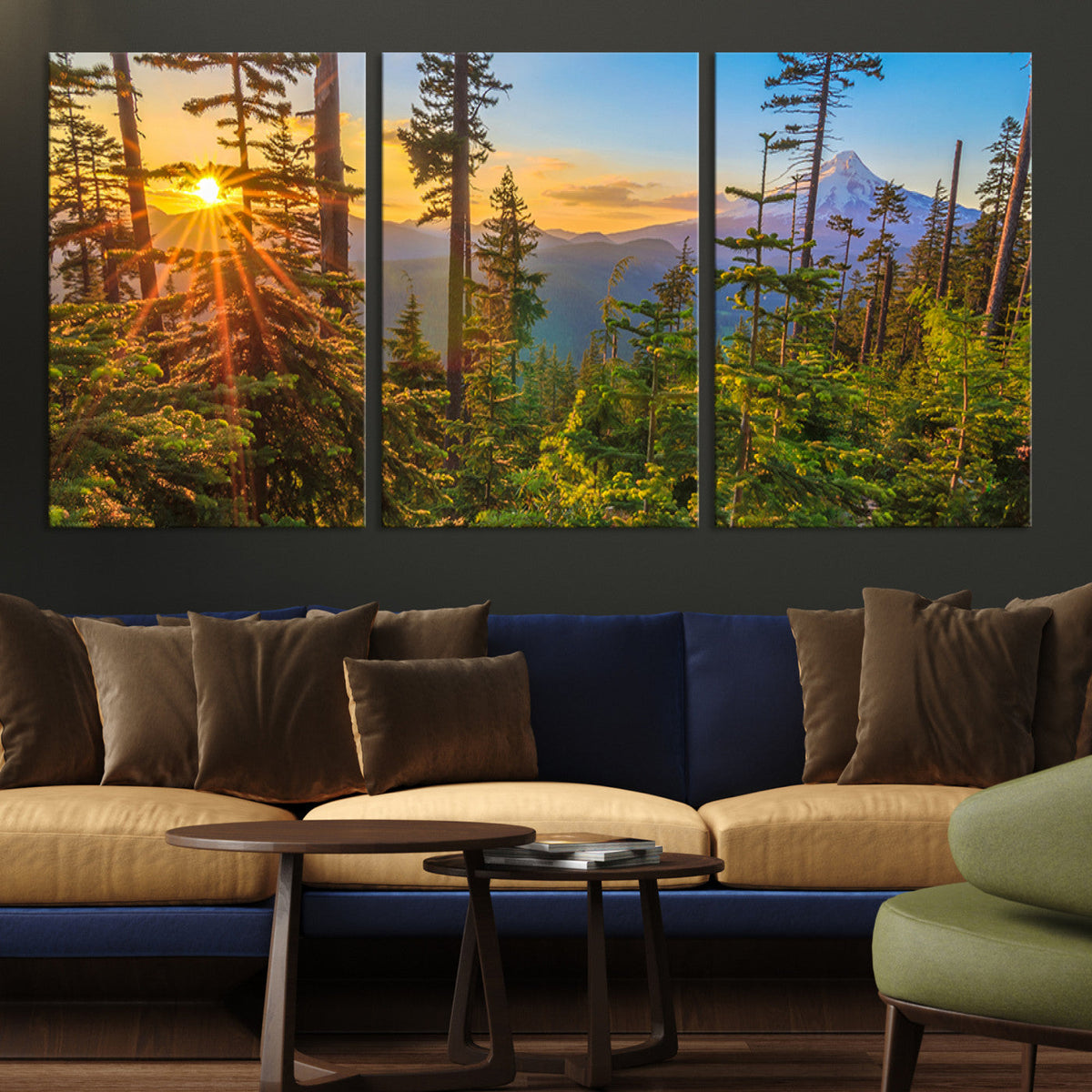 Forest Sunset Wall Art Canvas Print, Glowing Evening Light