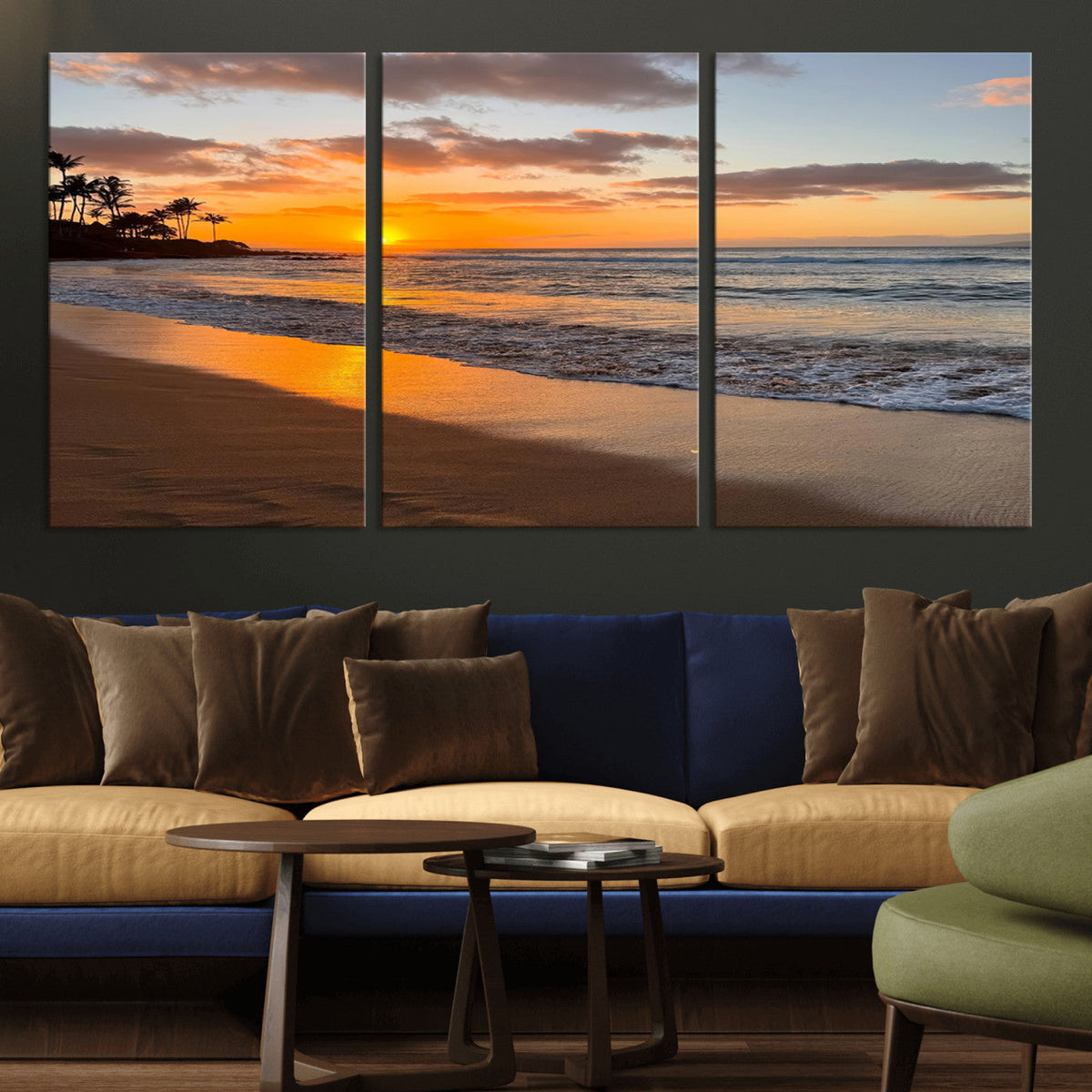 Tropical Beach Wall Art – Framed Sunset Ocean Canvas