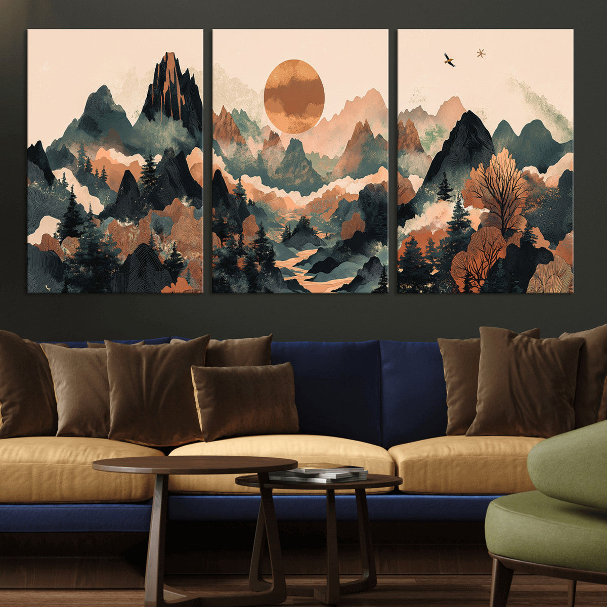 Wood Mountain Landscape Wall Art Canvas Print – Framed
