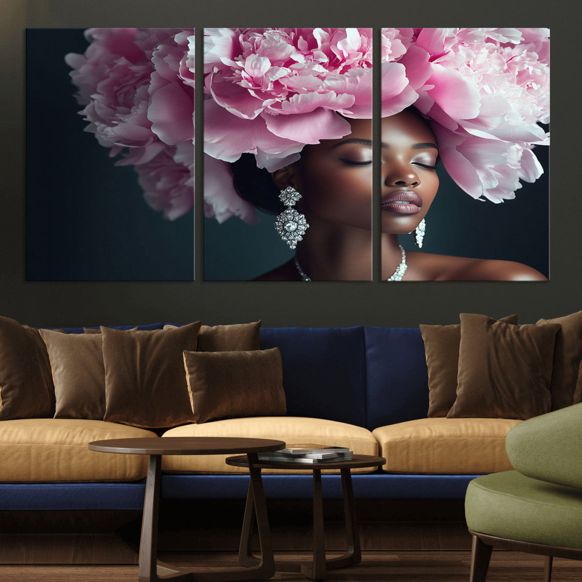 Black Beauty Petal Crown Wall Art Canvas Print – Floral