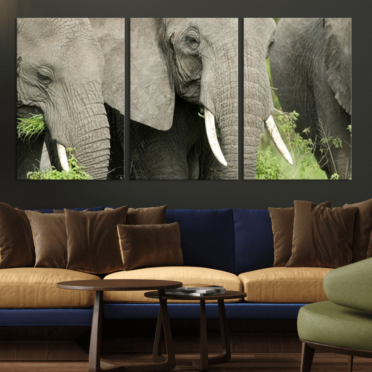 Wild Elephant Wall Art Canvas Print