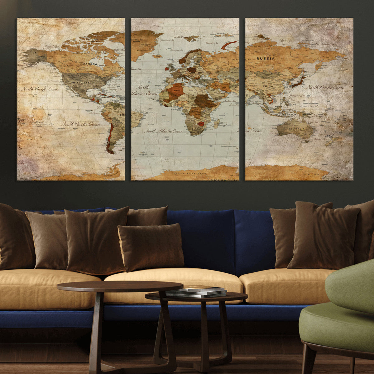 World Map Canvas Print – Detailed Map of the World Wall Art
