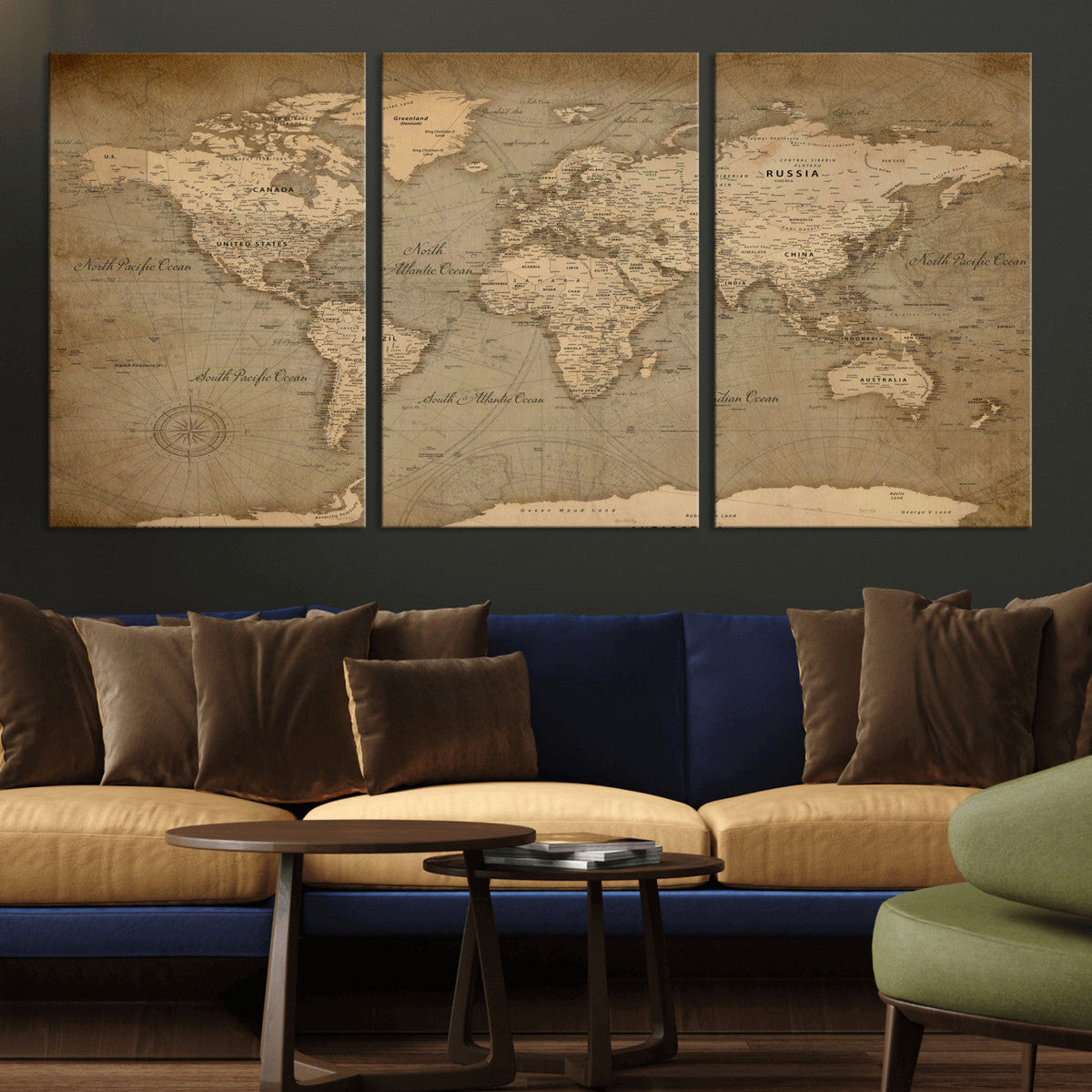 World Map Canvas Print – Framed Travel Map Wall Art for