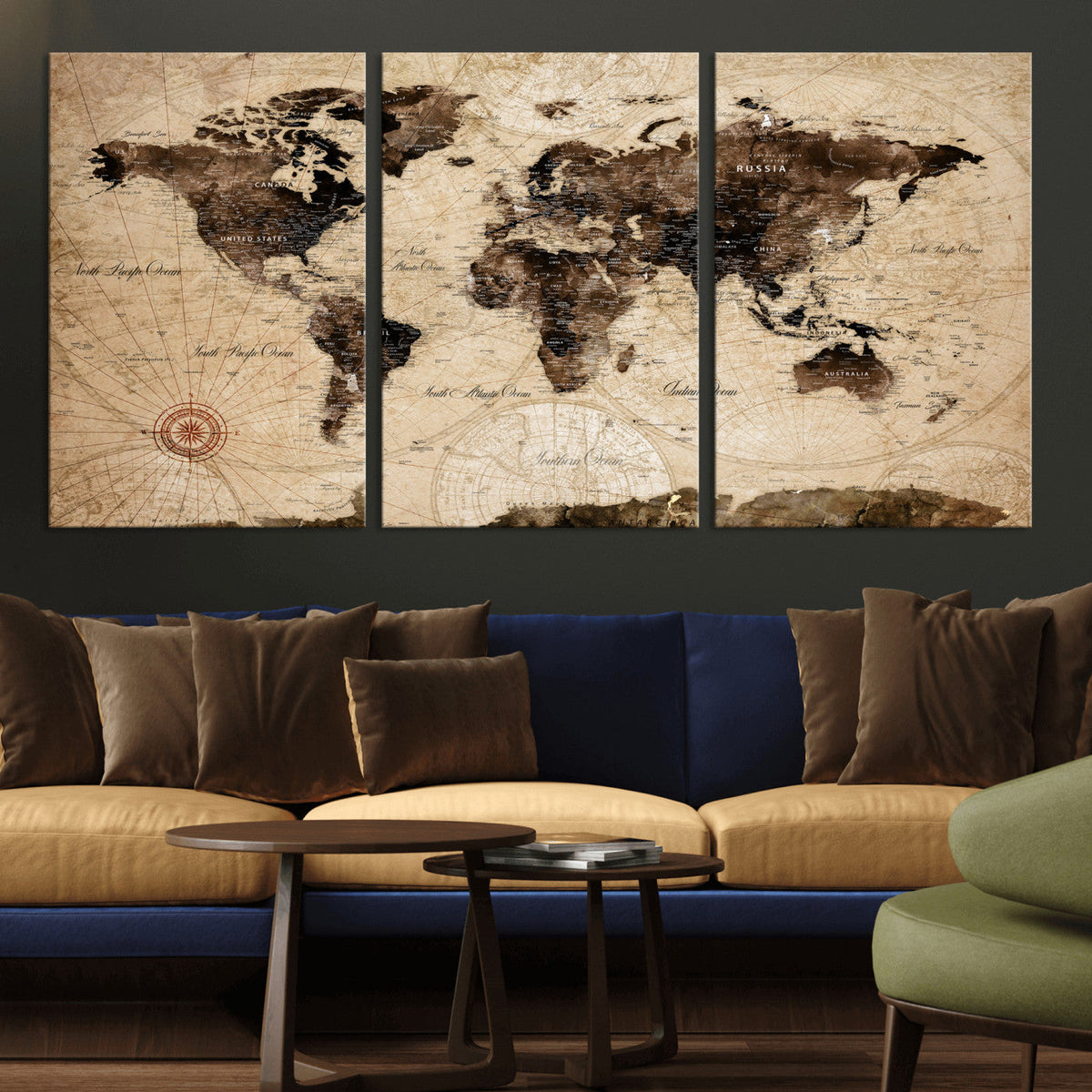 World Map Wall Art Canvas Print