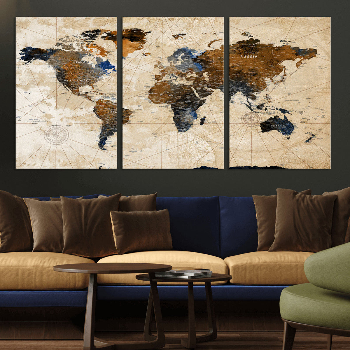 World Map Canvas Print – Framed Travel Map Wall Art for