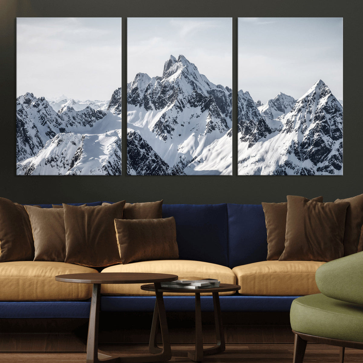 Snowy Mountain Range Canvas Print, Alpine Peaks Landscape