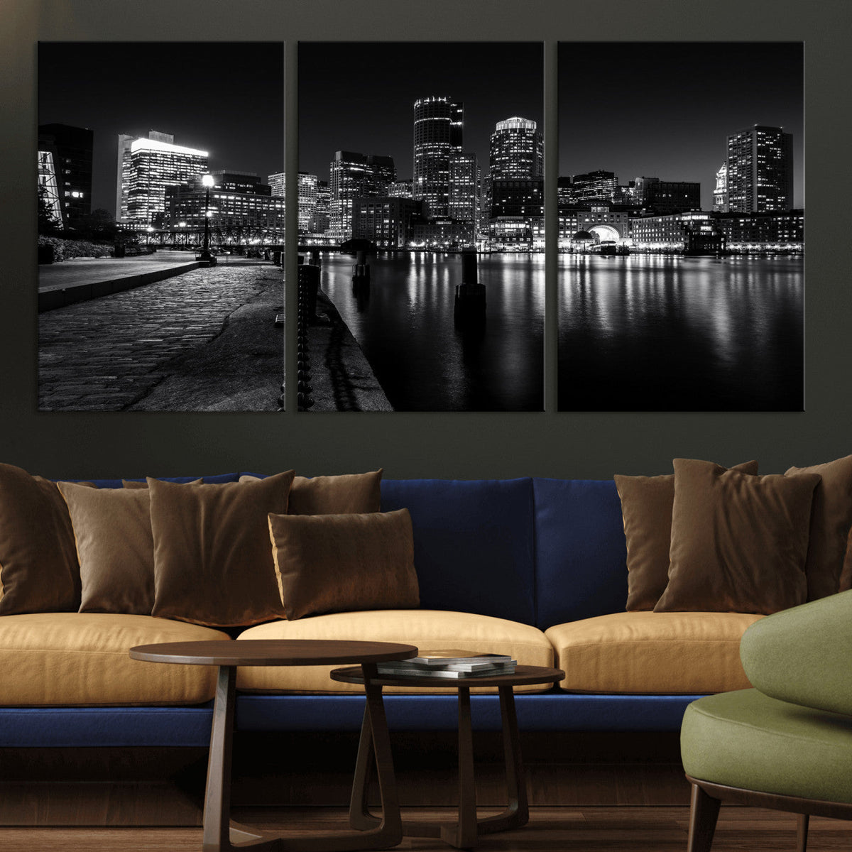 Boston Wall Art Canvas Print, Boston City Downtown Night
