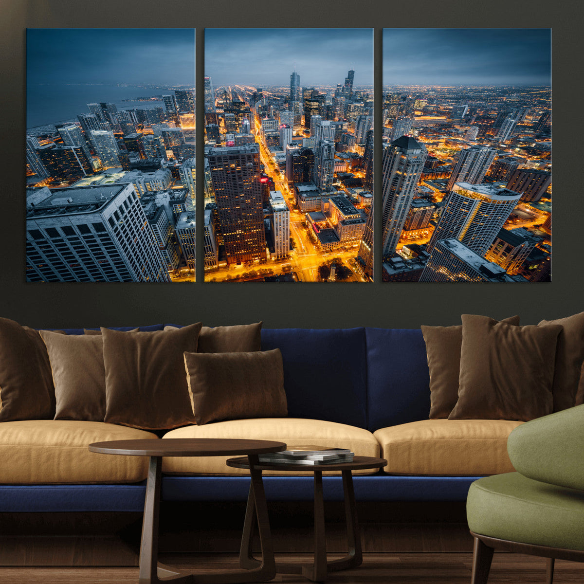 Chicago Wall Art Canvas Print - Chicago City Downtown Night