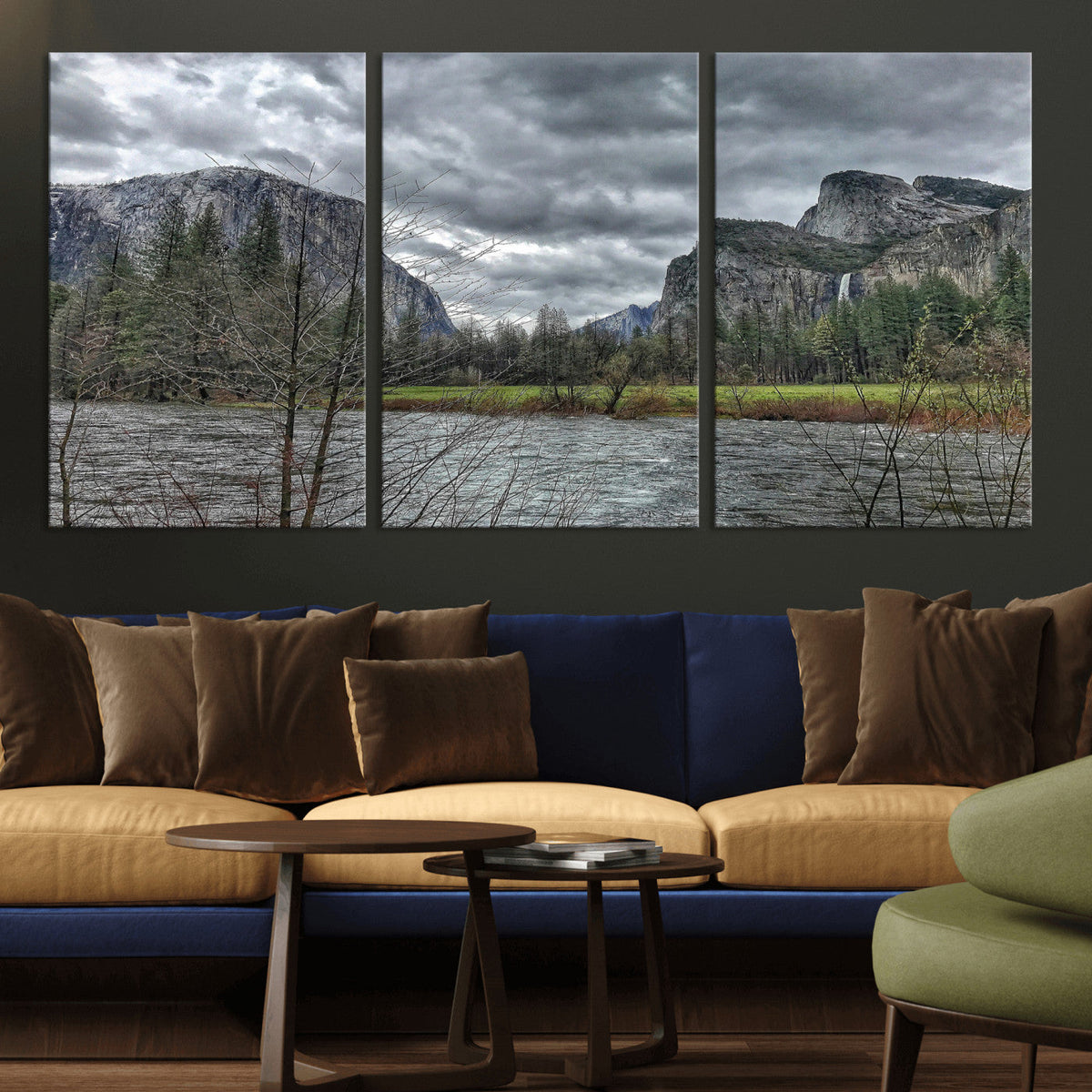 Yosemite Valley River Wall Art Canvas Print, Granite Cliffs