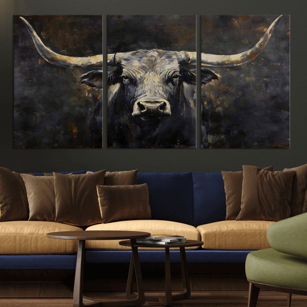 Rustic Longhorn Bull Wall Art Canvas Print – Vintage Western