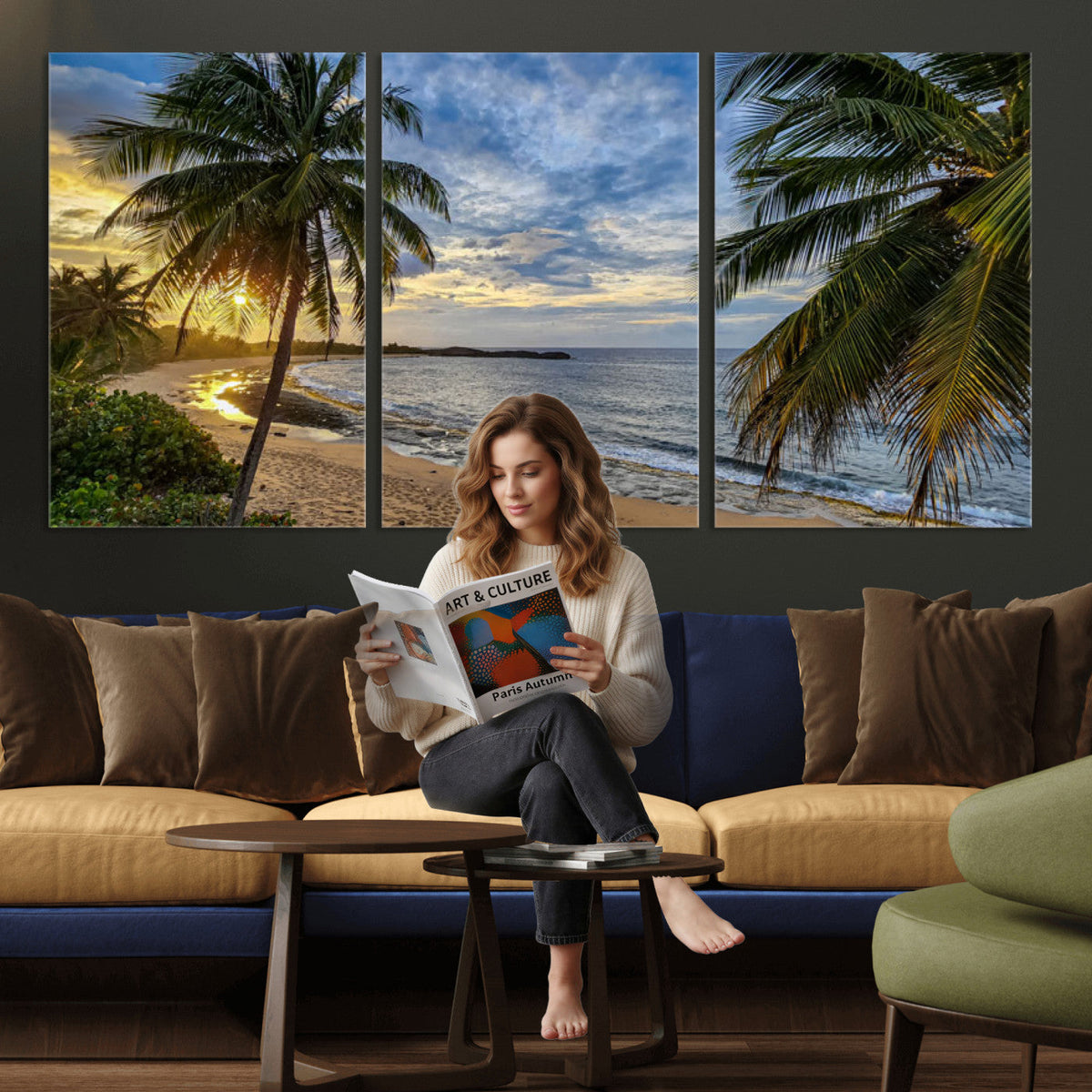 Mar Chiquita Beach Puerto Rico Canvas Wall Art, Manati Caribbean Coastal Photography Print, Tropical Ocean Sunset Decor
