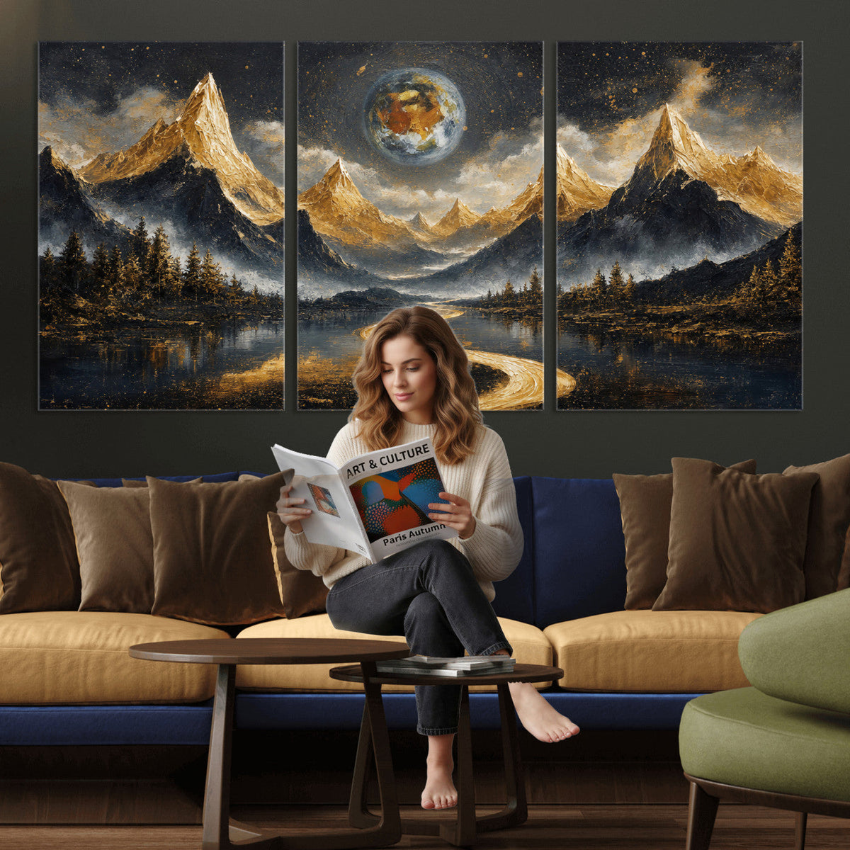 Abstract Mountain Wall Art Canvas Print Modern Landscape Painting Print