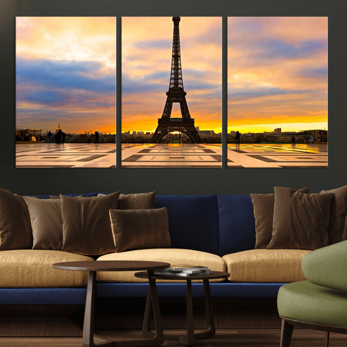 Paris Eiffel Tower Sunset Canvas Wall Art Print - Iconic