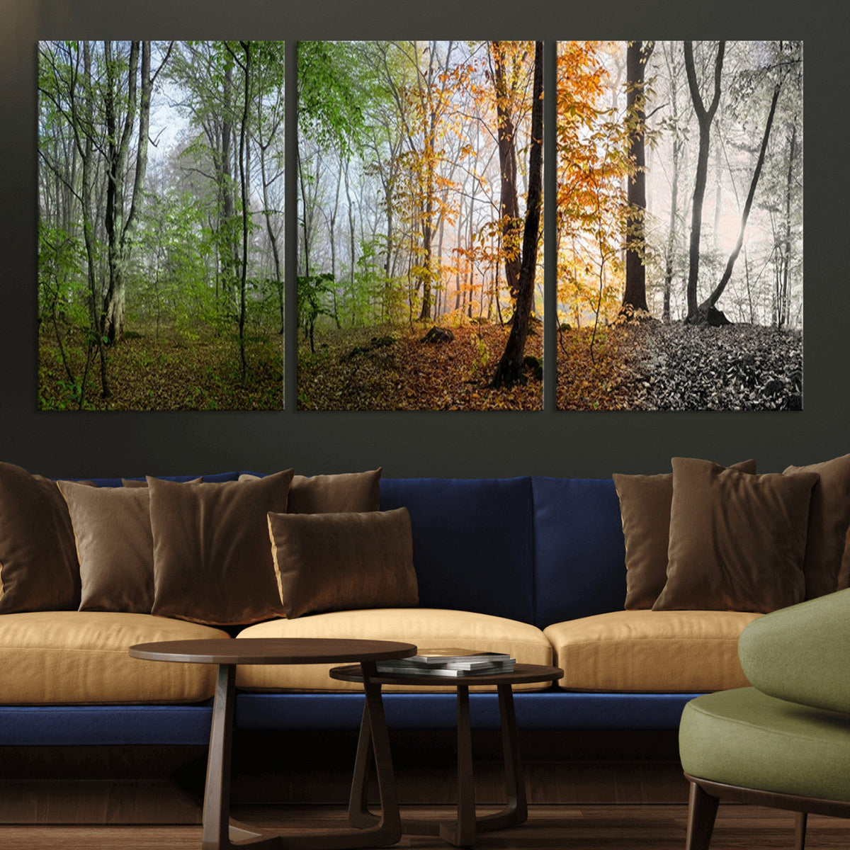 Four Seasons Wall Art Forest Canvas Print – Triptych