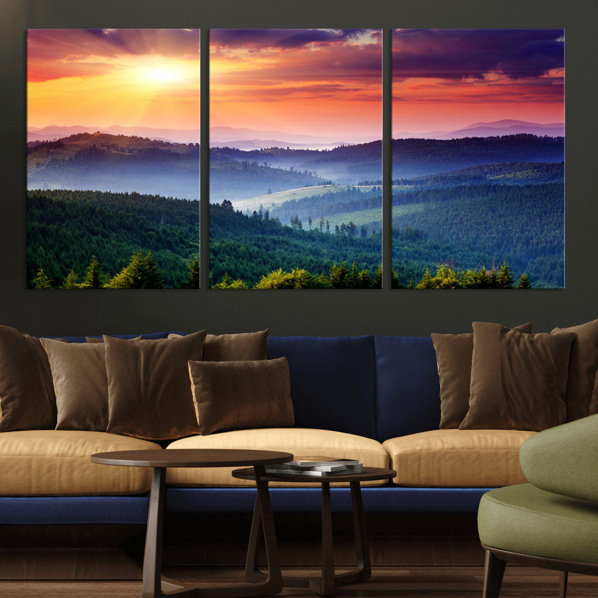 Mountain and Sunset Wall Art Canvas Print