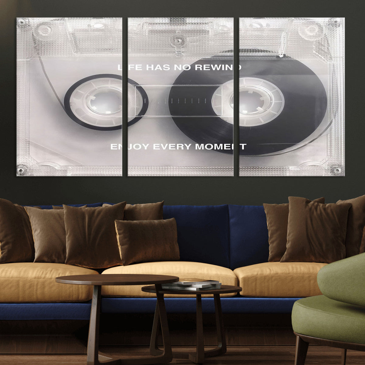 Vintage Cassette Tape Canvas Wall Art - Inspirational 'Life