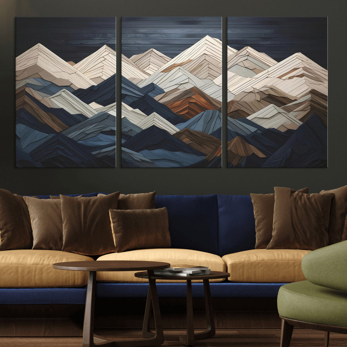 Mountain Wall Art – Modern Geometric Landscape Canvas Print,