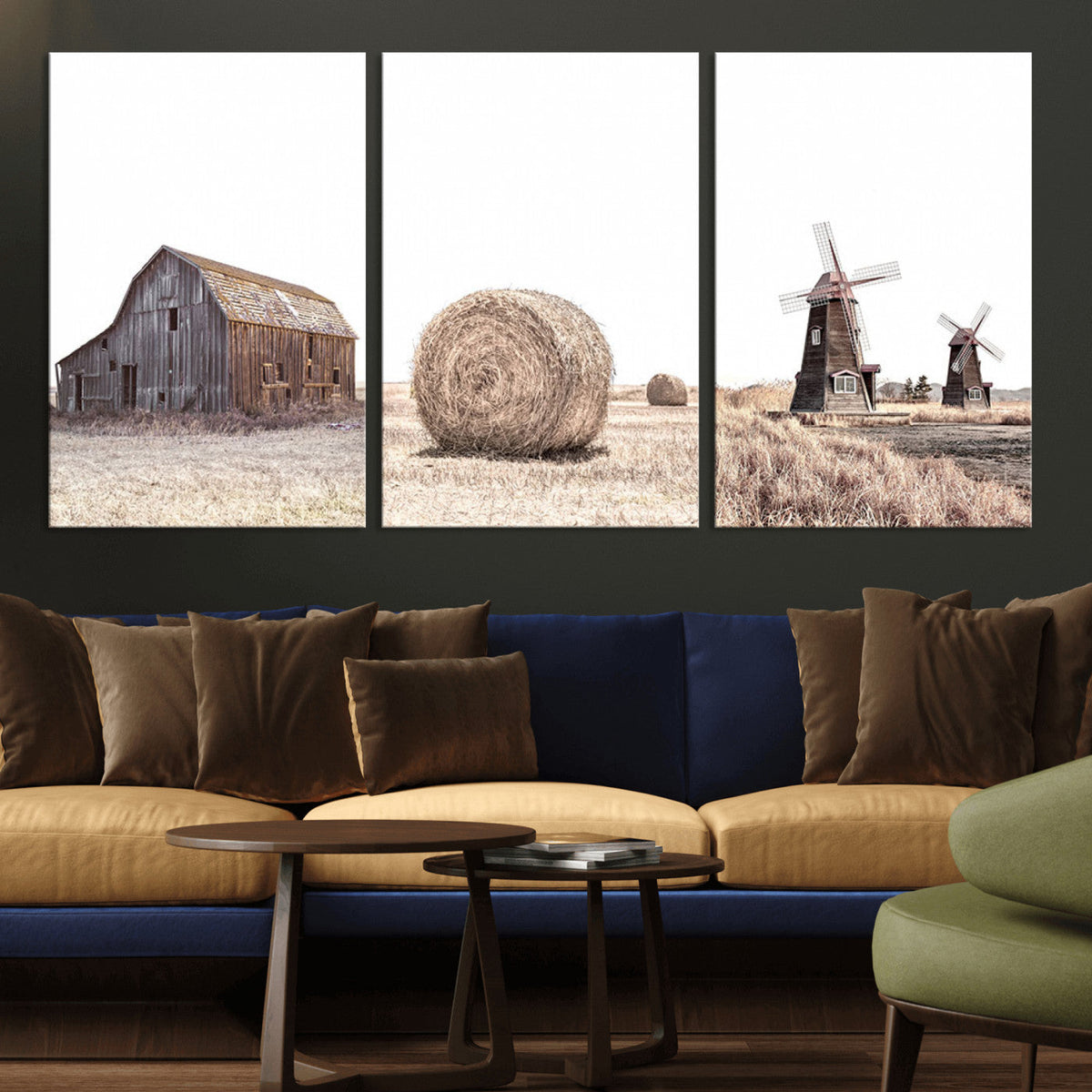 Farm Prints Set, Set of 3 Farmhouse Wall Art, Country House