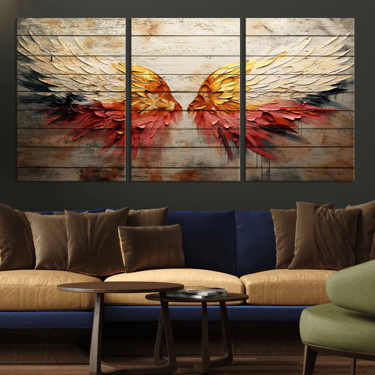 Abstract Angel Wings Canvas Wall Art – Framed and Ready to