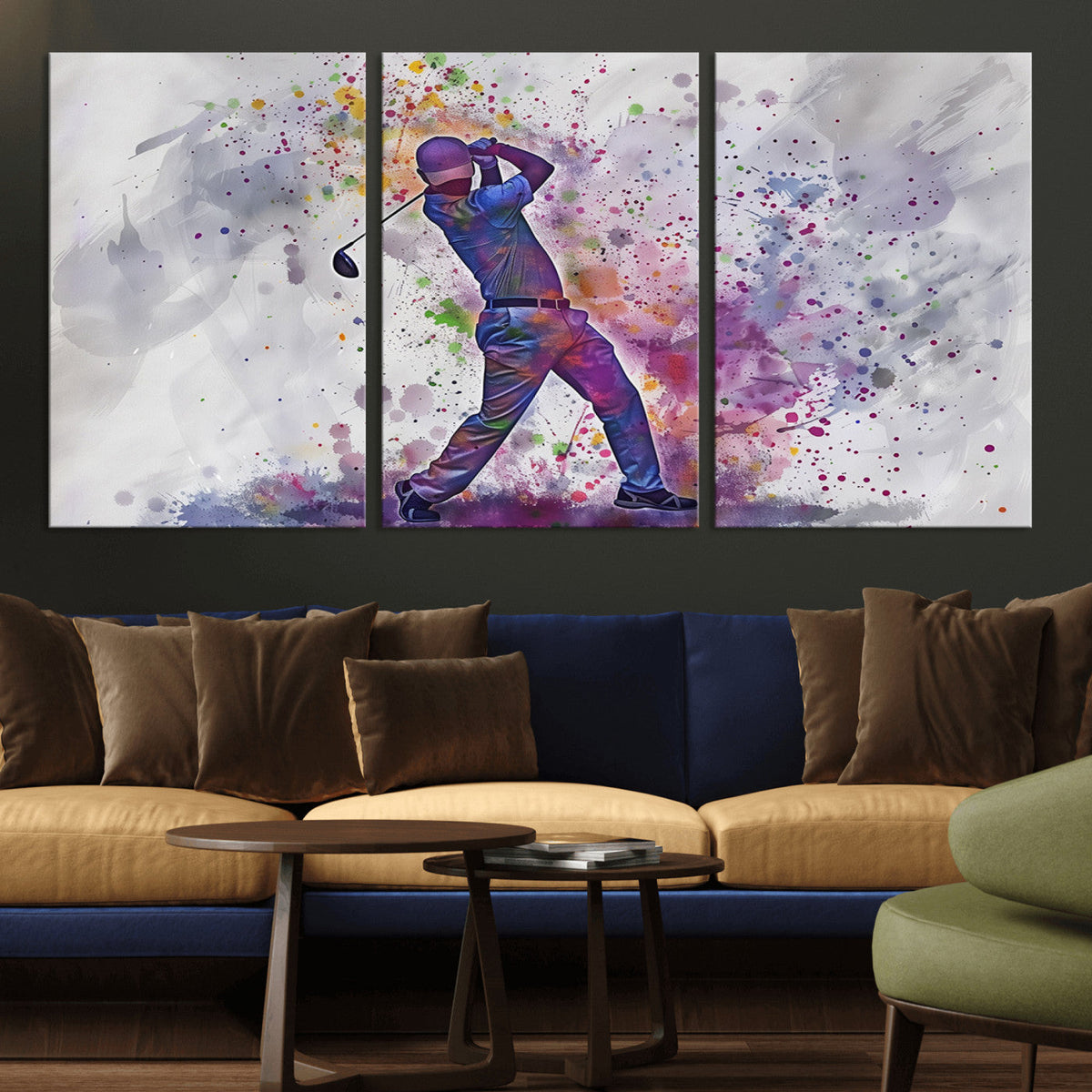 Watercolor Golf Swing Wall Art Canvas Print | Vibrant