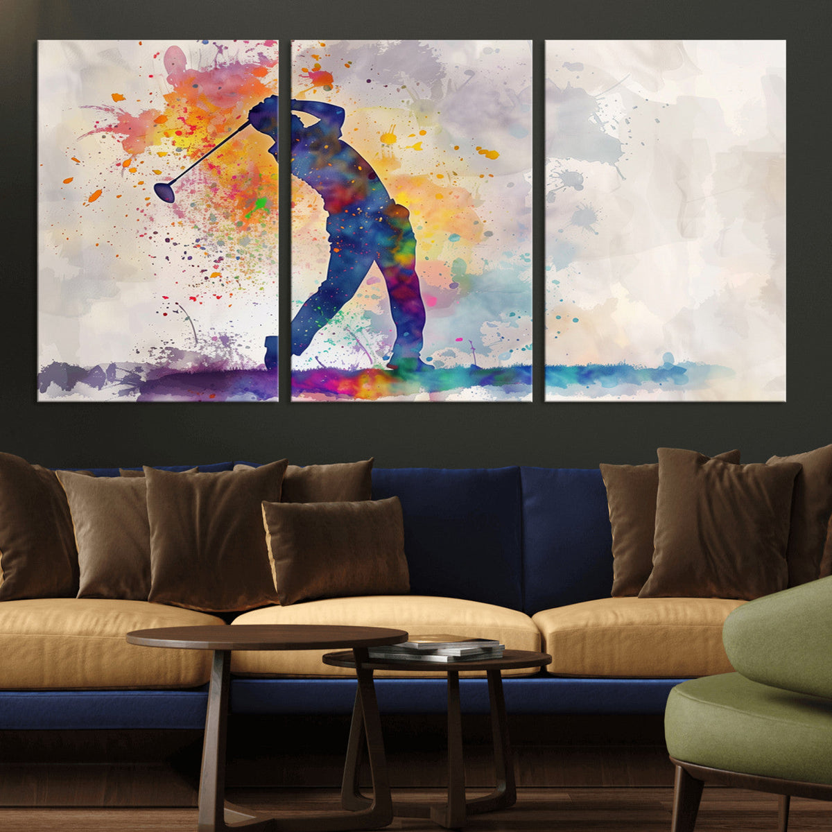 Watercolor Golf Swing Wall Art Canvas Print | Vibrant